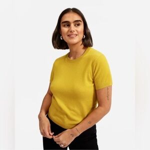 Everlane The Cashmere Short Sleeve Crew Neck Sweater Tee in Tumeric Yellow XXS